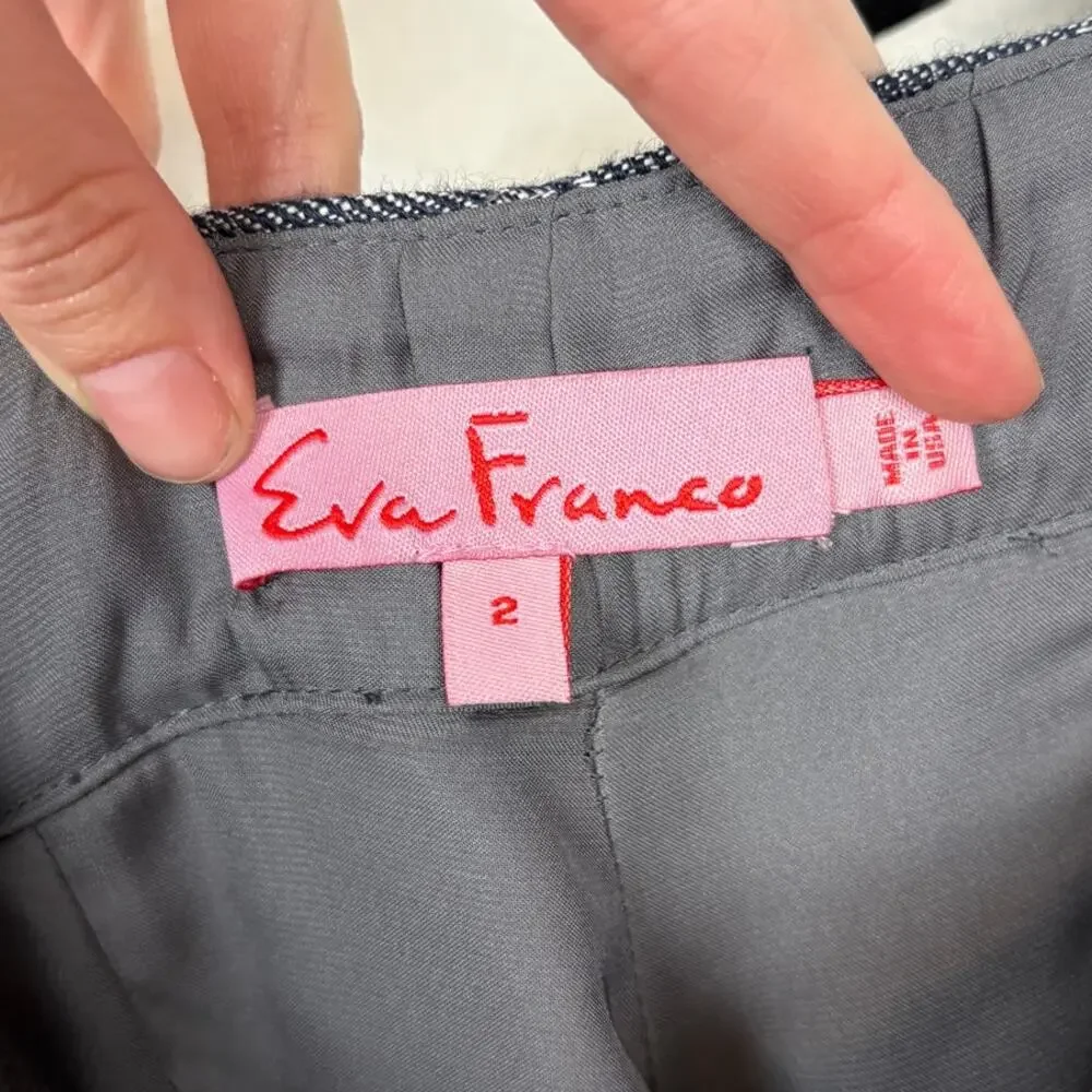 NWT Eva Franco Hepburn Wide Leg Indigo Plaid High Rise Linen Pants 2 - Picture 5 of 5